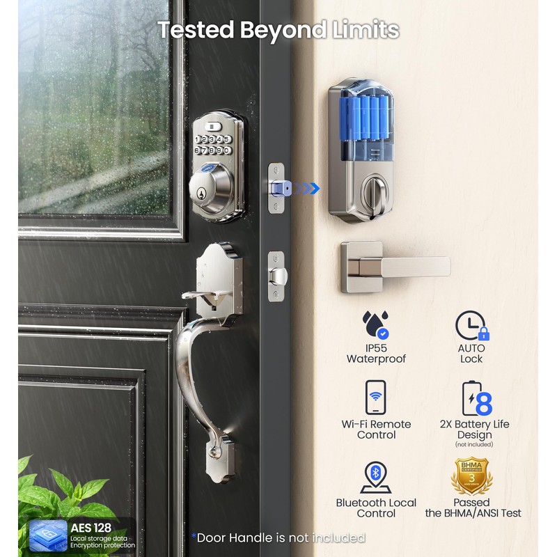 Veise VE012W Built-in WiFi Fingerprint Smart Lock, App Remote Control,
