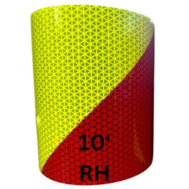 Reflective Solutions- V98 Chevron Reflective Tape- Lime Yellow Red Stripe- 6in x 10 feet Right Hand Slant- Orafol Oralite DOT-C2 SAE Certified- Made in USA Chevron Safety Tape for Cars, Trucks,Trailer