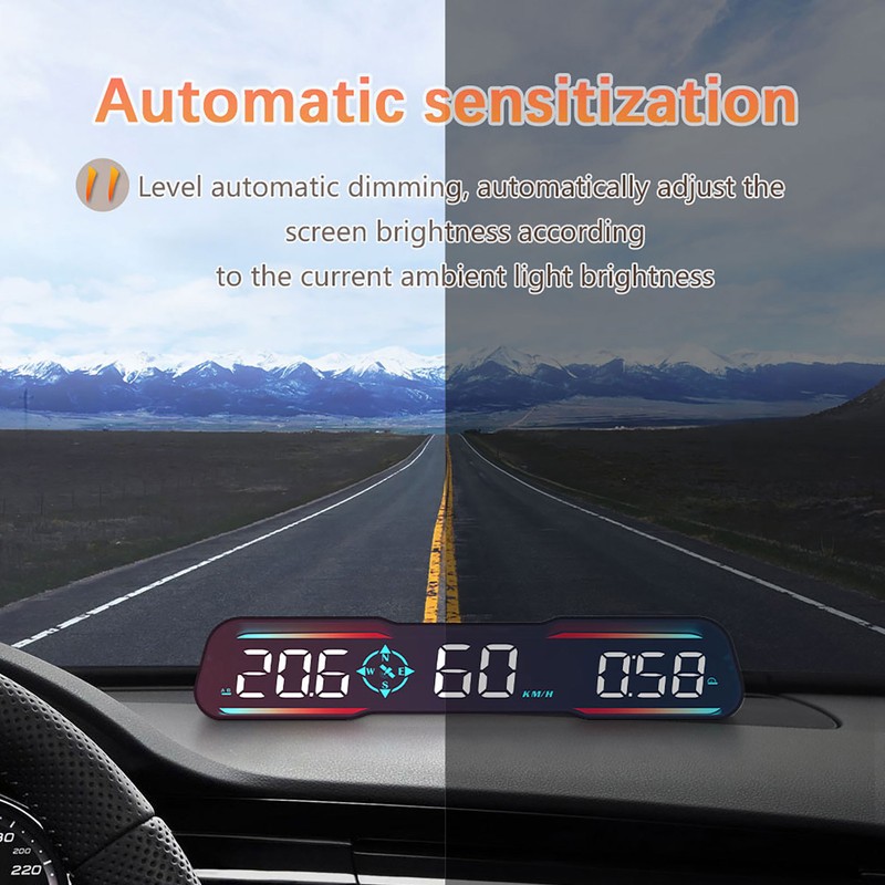 7 Inch Car LED HUD Display Time Speedometer Display Over