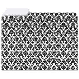 24 Elegant Black File Folder Value Pack - Set of 24 (6 Designs) 1/3 Cut Staggered Tabs, Letter-Size Designed Folders