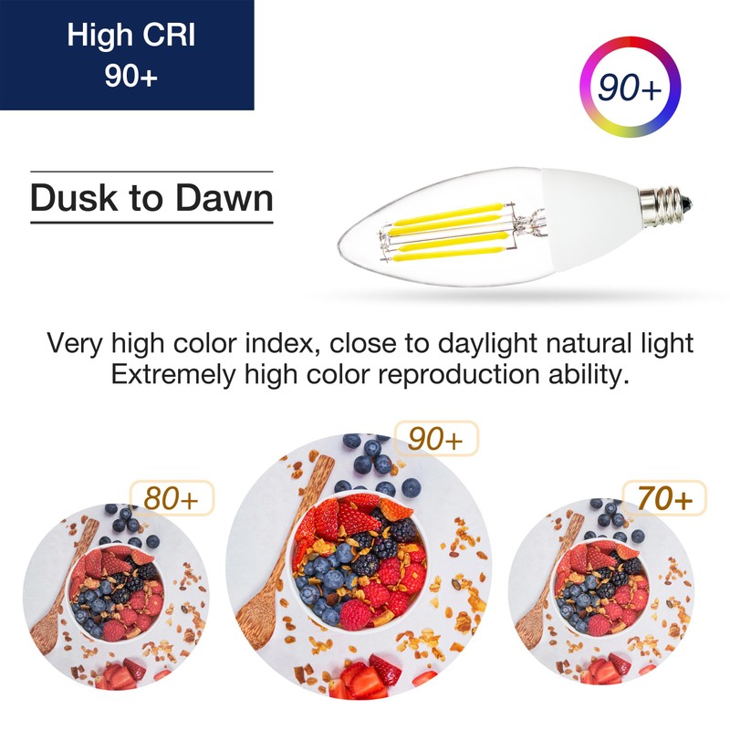 FLSNT Dusk to Dawn Outdoor Sensor LED Edison Bulbs, 4W