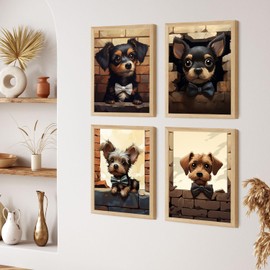 ZXQL 4 Pack Dog Paint by Numbers Kit for Adults Beginners, 12" Wx16 L Paint by Numbers for Adults Rolled up Canvas for Painting Home Decor Creative Wall Art with Nice Gift Box