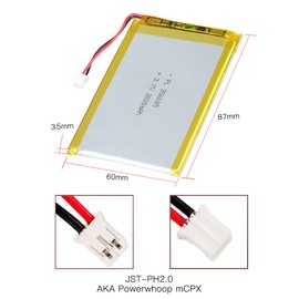 YTKavq 356085 - Batería de iones de litio (3,7 V, 2000 mAh, ion de litio, ion de litio, con conector de 2 P, PH, 2,0 mm)