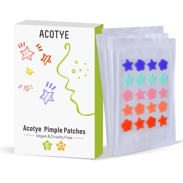 ACOTYE Rötungen Knopf-Patches, 60 Stück, Anti-Knopf-Patch mit Niacinamid, Hyaluronsäure, feuchtigkeitsspendend,