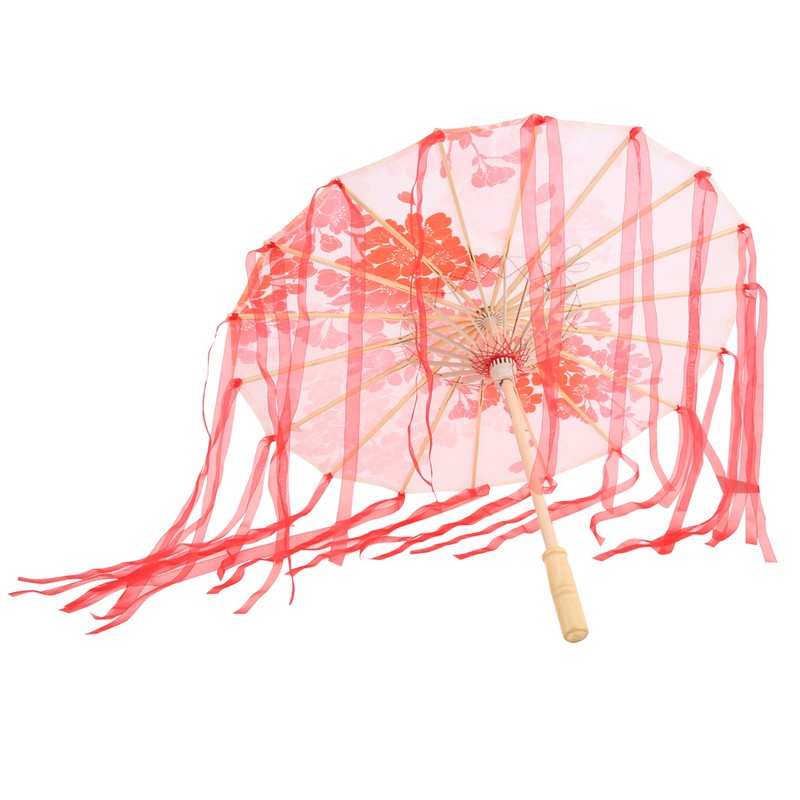 Silk Ribbon Umbrella Art Craft Decorative Photo Dance Perform Prop