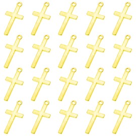 Shapenty Small Cross Charms Metal Pendant Beads for Earring Bracelet Necklace Keychain Zipper Pulls Jewelry Finding Making DIY Crafting Gift Party Favor, 20PCS (Gold)