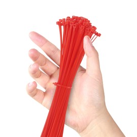TORMEN 8 Inch Cable Ties, 18lbs Nylon Wire Zip Tie,Adjustable Assortment Cord Management for Home, Office, Gardening (Red 100Pcs）