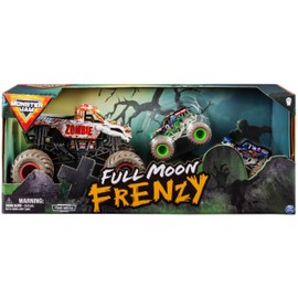 Monster Jam, Full Moon Frenzy 3-Pack Die-Cast Monster Trucks, 1:24 Scale Zombie, 1:64 Scale Grave Digger & Son-Uva Digger, Kids Toys for Ages 4-6+