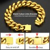 Gold Cuban Link Bracelet for Men Chain Bracelet 14mm 19cm