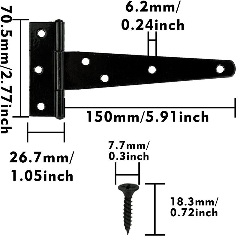 LAMXD 4 Pcs T Hinges, T-Strap Hinges, Metal Heavy Duty