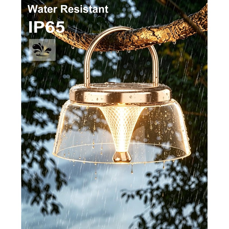 Solar Camping Lantern, 360° COB LED Rechargeable with Solar&Type-C, IP65