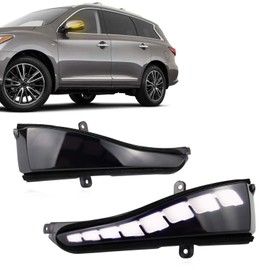 GeeGee Black version LED Amber Rearview Mirror Dynamic Sequential Turn Signal DRL White Light Parking Puddle Light Lamp Kit For Infiniti Q50 Q60 Q70 QX30 3 In 1 Performance