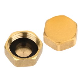 Jeffdad Blanking Plugs, 1/2 Inch Female Thread, Pack of 4 Brass Cap, Hexagonal End Caps, Sanitary Fitting, Sealing Cap, 1/2 Inch with Rubber Seals, Hexagonal Blanking Plugs, Heating Valve