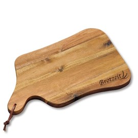 Kesper Schneid-& Servierbrett mit Einbrand Brotzeit, Holz, braun, 35 x 22 x 1.8 cm