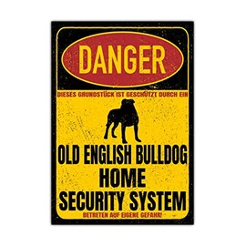 Old English Bulldog OEB sign Danger Security System door sign dog sign warning sign dog