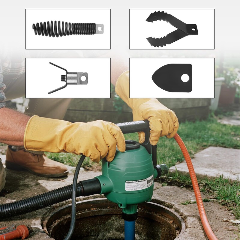 5pcs Drain Snake Drill Attachment Kit, 4 Shapes Manganese Steel