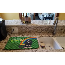 Caroline's Treasures WDK4804DDM Longhair Black and Cream Dachshund St. Patrick's Day Dish Drying Mat Absorbent Dish Drying Mat Pad for Kitchen Counter Dish Drainer Mat for Countertop, 14 x 21", Multic