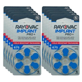 Rayovac Cochlear Implant Pro+ Batteries | Size 675 (60 Pack) | Child-Resistant Packaging