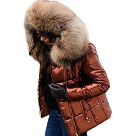 Roiii Women Casual Vintage Faux Fur Hooded Grey Warm Thick Ladies Jacket Coat Size S-3XL (X-Large, Brown)