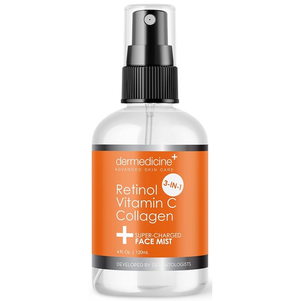 Dermedicine Niebla Facial Anti-Envejecimiento Supercargada 3 En 1 WRetinol, Vitamina