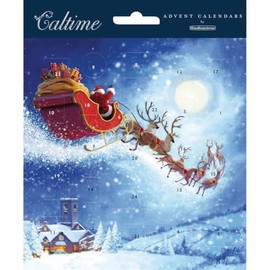 Advent Calendar Card Christmas Eve Santa's Soaring Sleigh! Christmas Advent Card 607271 Caltime by Woodmansterne