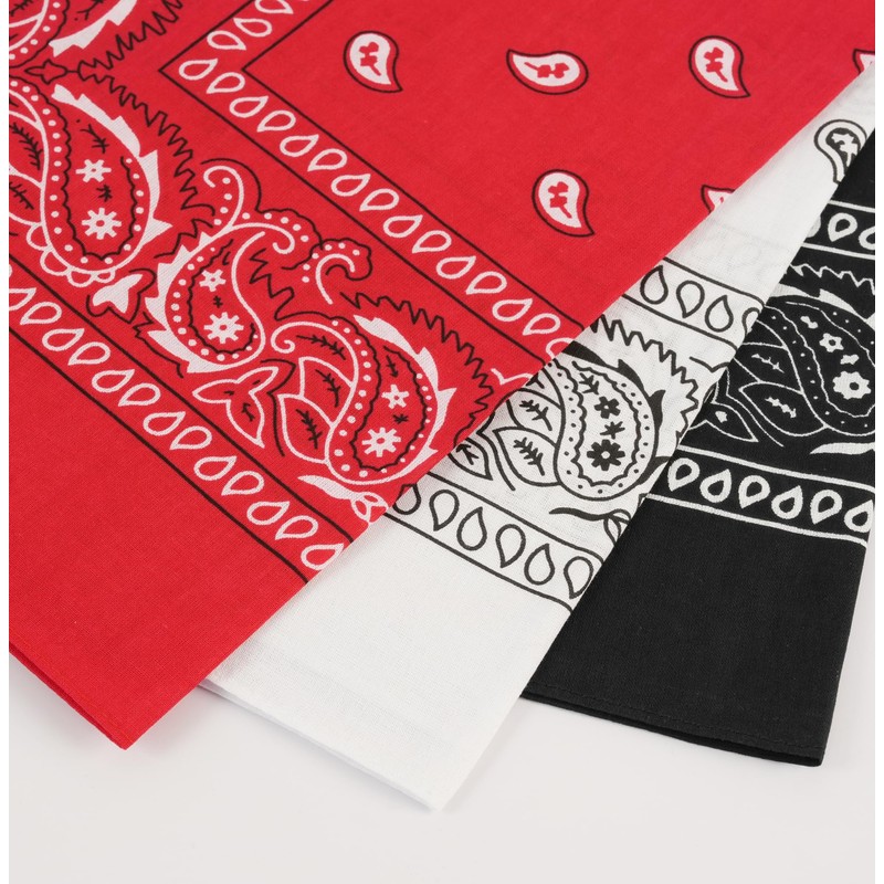 Bycc Bynn 3 Pack Pure Cotton Paisley Pattern Bandanas Square