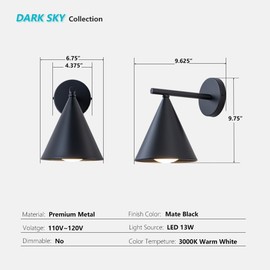 MIDLMJCOI Outdoor Wall Sconces Set of 2, Dark Sky Modern LED Porch Wall Lights, 13W 3000K Exterior Lighting Fixtures Wall Mount for House, Farmhouse, Patio