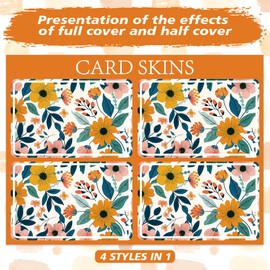Peacoblue Bank Card Sticker Colorful Flowers and Leaves Credit Debit Card Custom Skin Cover Protector, 4 Styles Scratch-Proof and Aesthetic Decal for Most Popular EBT Transportation Key Card