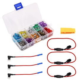 VOANZO 120PCS mini ATM multiple fuses+circuit takers+16AWG wire fuse seat 2A-35A