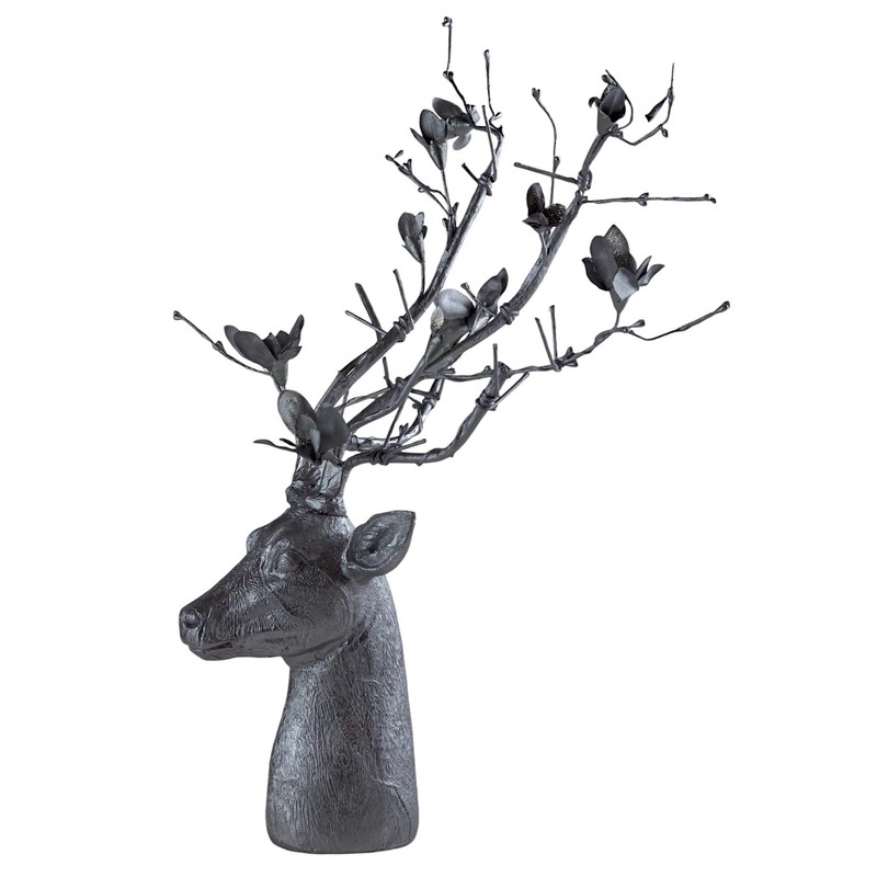 SiL Interiors Silver Reindeer Stag Freestanding 45cm Bust Head Christmas