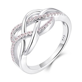 YL Celtic Ring, 925 Sterling Silver 5A Cubic Zirconia Anniversary Eternity Celtic Knot Ring for Women, Silver, Tourmaline