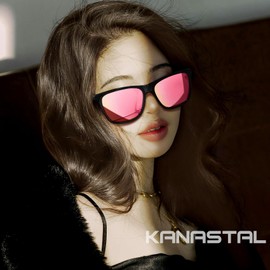 KANASTAL Pink Sunglasses Womens Mirrored Polarised Mens Fuchsia Sun Glasses Ladies Square Retro Vintage Spring UV400 Protection - Black Frame Pink Lens