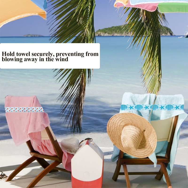 4Pcs Beach Towel Clips for Chair HADEEONG Seashell Towel Bands