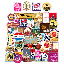 100 Stickers of Famous Buildings, World Landmark Stickers, International Travel Stickers, Waterproof Decorative Stickers, Diary Graffiti Stickers, DIY Decorative Stickers