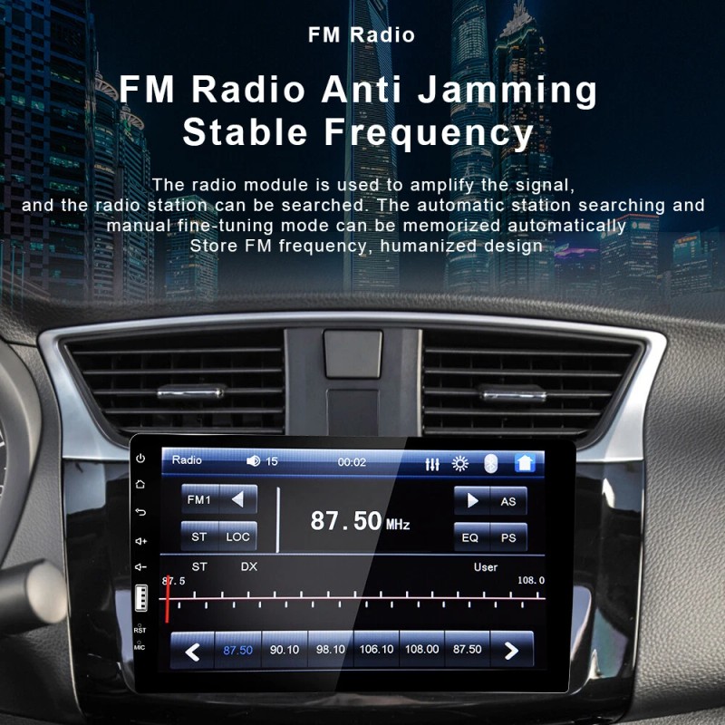 Camecho 9" Single 1 Din Car Stereo Radio Bluetooth FM