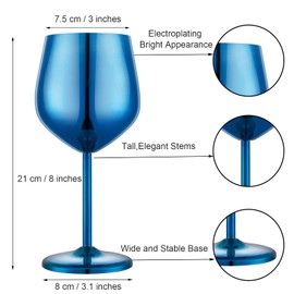 UNISWEET Stainless Steel Wine Glasses Set of 4 Unbreakable Blue Wine Glass 18 oz Unique Metal Wine Goblets for Outdoor, Travel, Camping, Pool, Ideal Gift for Wine Lovers