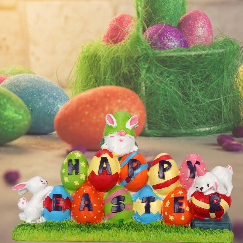 Easter Eggs Bunny Ornament Waterproof Resin Eggs Bunny Centerpiece Adorable