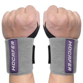 Hocafer Wrist Wraps for Weightlifting - 18” Wrist Compression Support and Wrist Brace for Bench Press, Bodybuilding, Strength Training(Glacier Gray, Flex Fit, 2P)