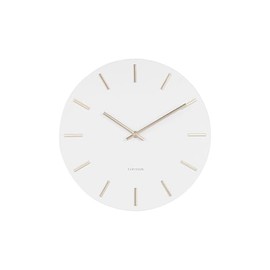 Wall clock Charm steel white w.gold battons small