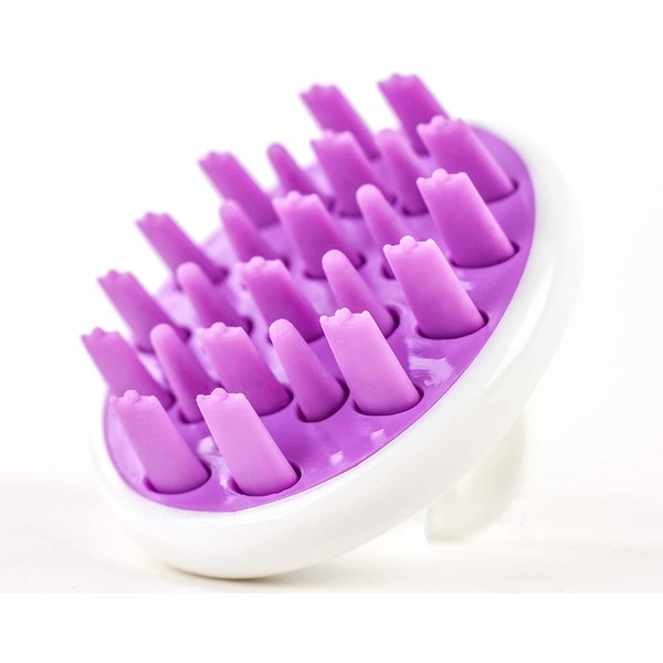 Zyllion Scalp Massager Dandruff Brush - For Exfoliating Treatment, Shampoo Scrubbing, and Hair Growth (Purple)