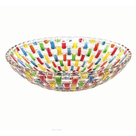 HMFDYHz 10" Colorful Crystal Glass Fruit Candy Dessert Snack Salad Bowl, Hand Painted Woven Art Decorative Bowl for Home,Office,Wedding Centerpiece Decor, Party, Server