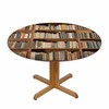YINRON Old Books Round Tablecloth Library Brown Shelf Collection Waterproof