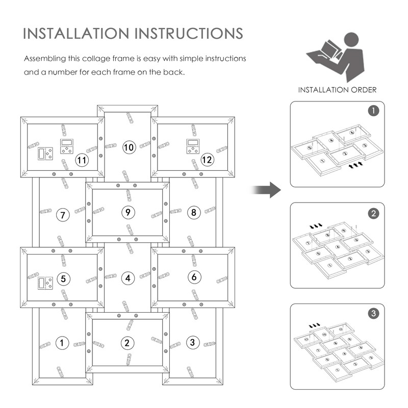 DUENPY 4x6 Picture Frame Collage, 12-Pack Picture Frames Collage Wall