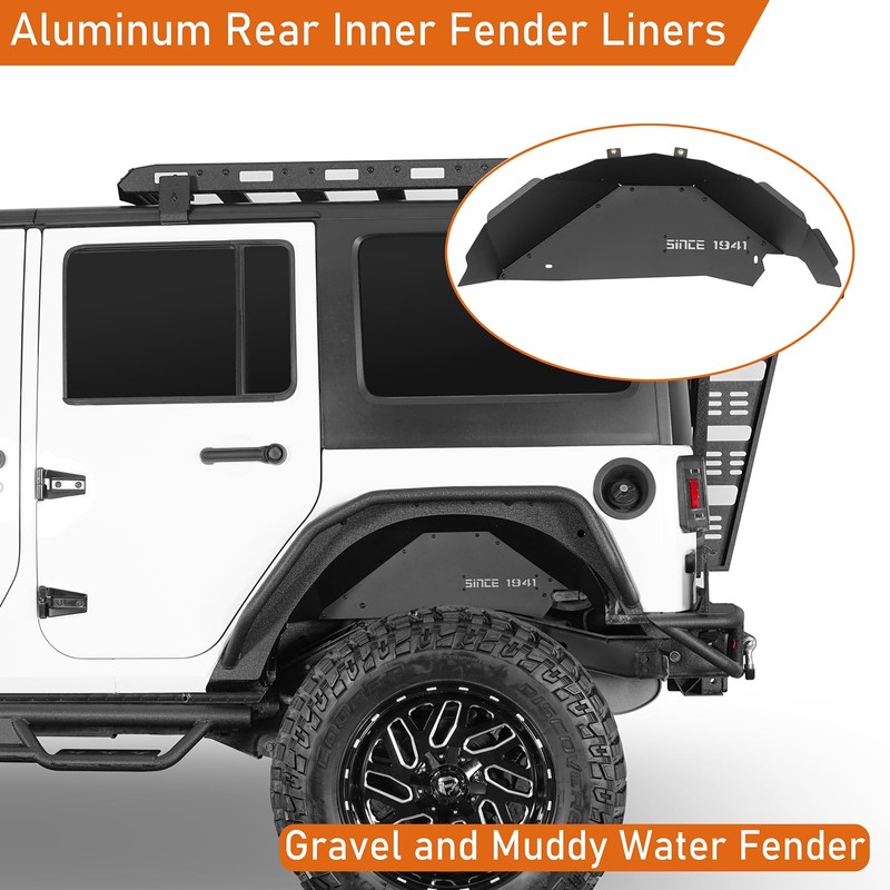 Hooke Road Aluminum JK Rear Inner Fender Liners Wheel Well