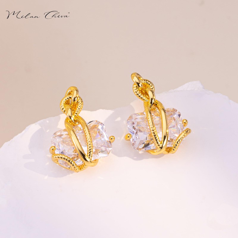 Milan Chiva 14K 18K Gold Plated Small Hoop Cubic Zircon