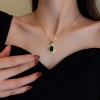 Unbranded 18k Gold Plated Ring, Necklace & Earrings Lab-Created Emerald