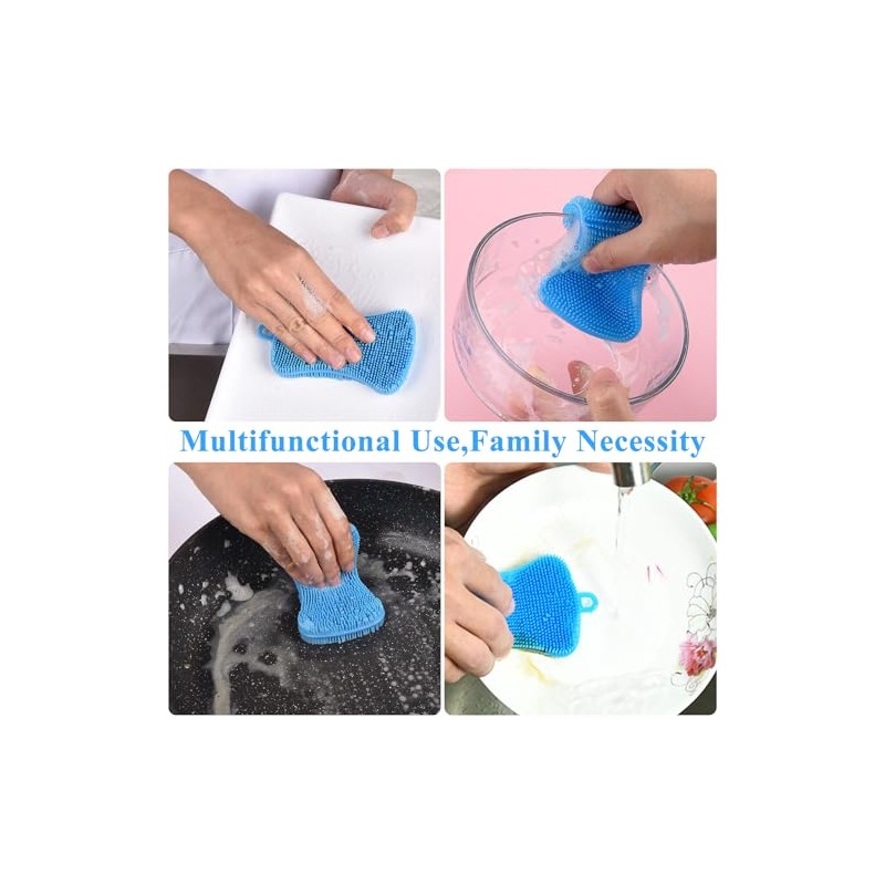 6 PCS Silicone Dish Sponges, Super Durable Safe and Dry