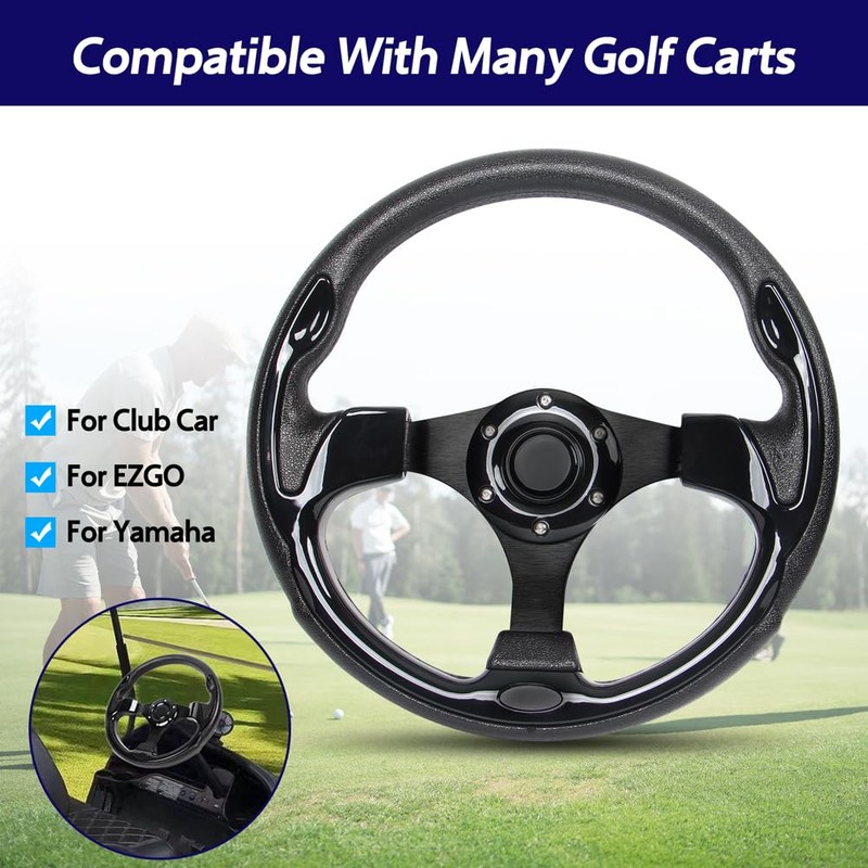 Universal EZGO Steering Wheel with Black Aluminum Frame Golf Cart