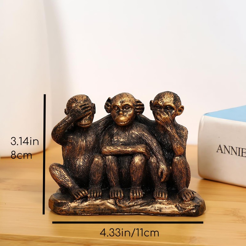 Wanwanzi 3 Wise Monkeys Statue Set - 3 in 1