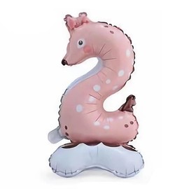 Decorative Standing Animal Foil Number Balloons for Birthday Parties, 23 Inch, Airfill Balloons (No. 2)